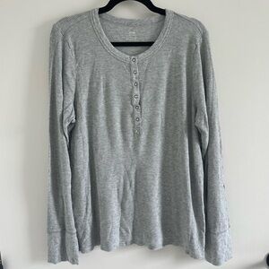 Aerie Gray Long Sleeve Henley Shirt